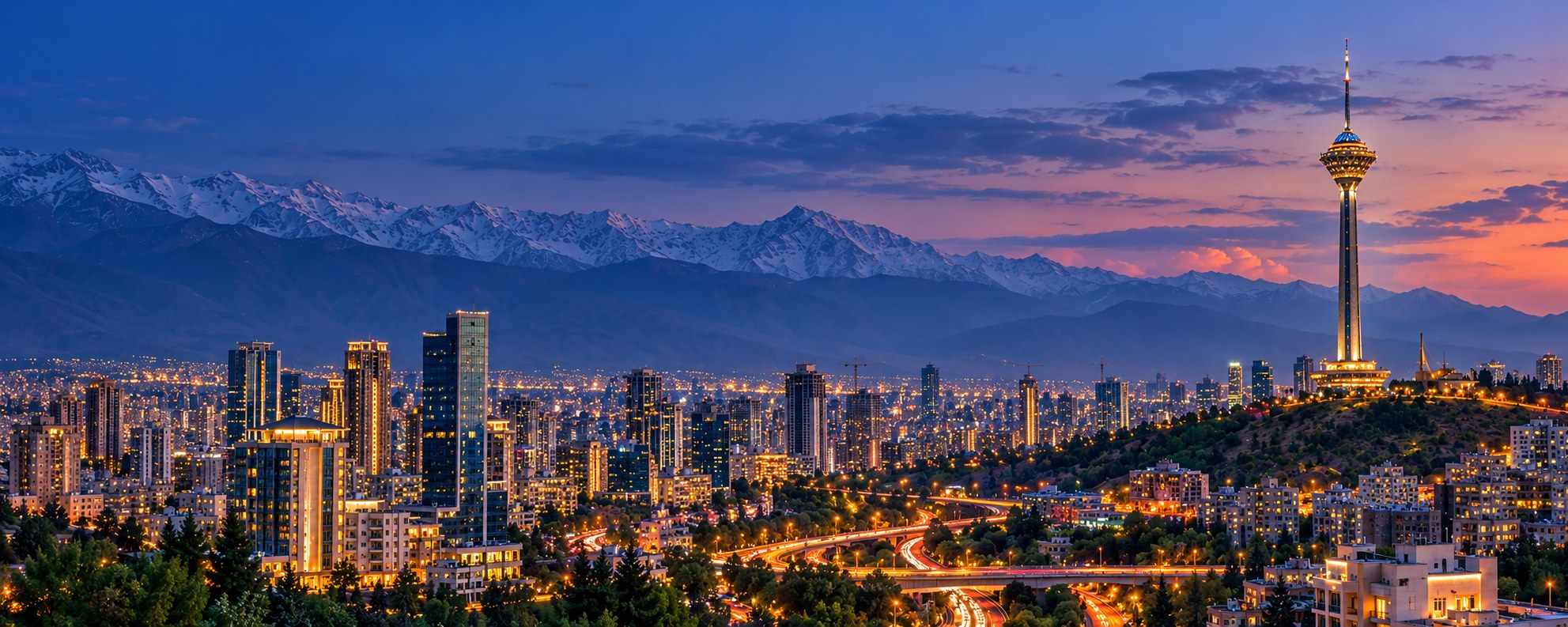 نمای کامل برج میلاد و تهران