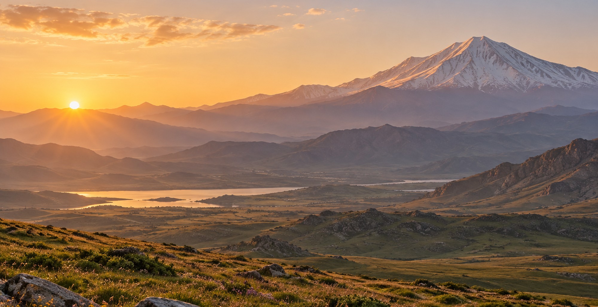 قله برفی ایران در طلوع خورشید
